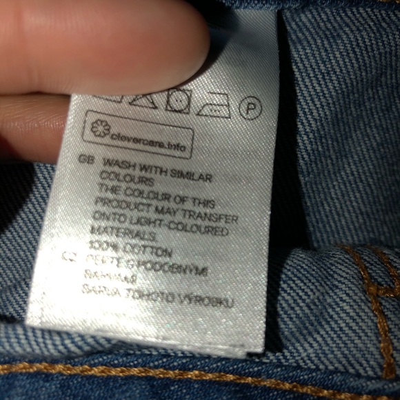 H & M DIVIDED Skirt Mini Button Front Blue Denim - Picture 4 of 10